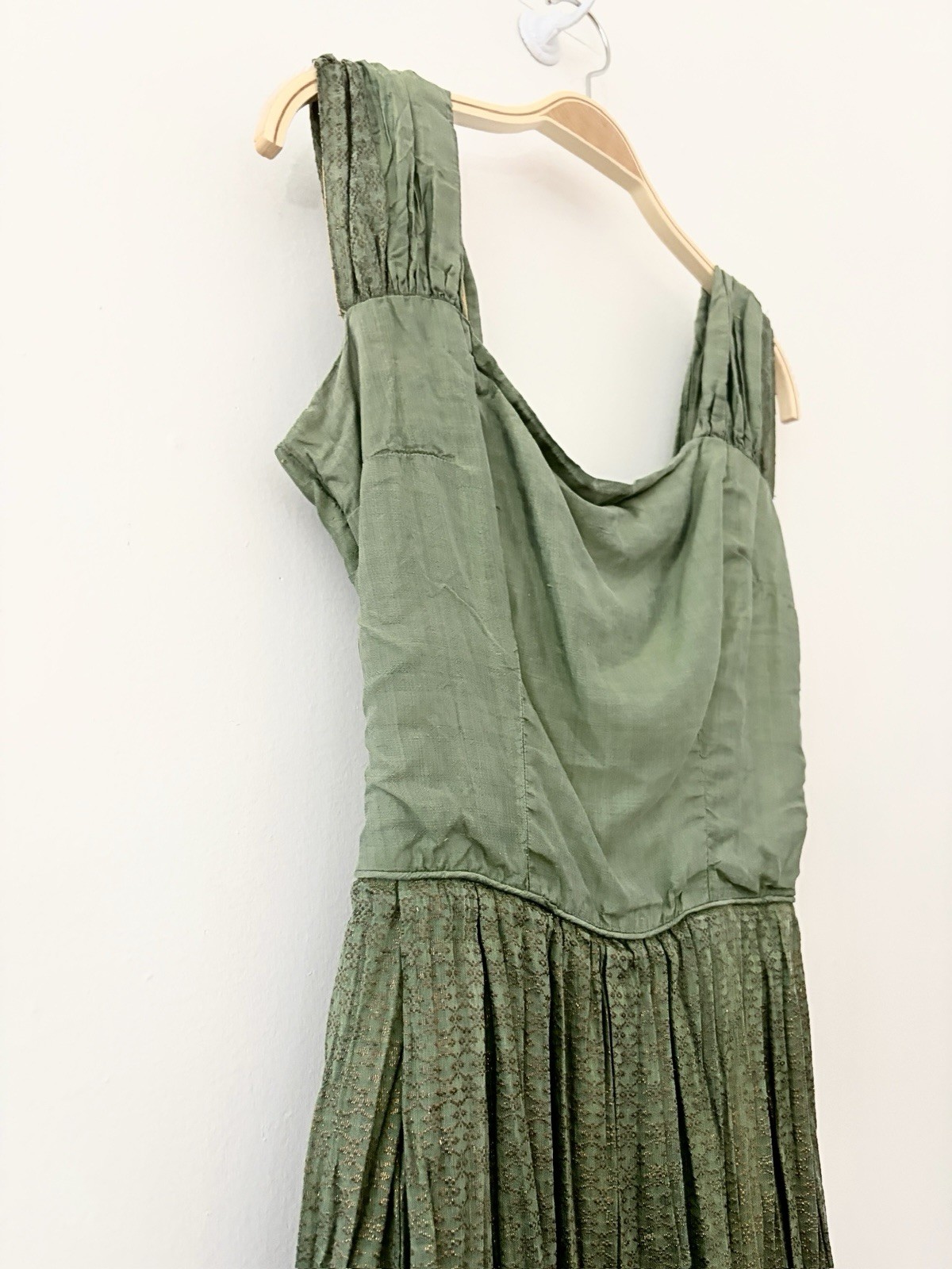40s 50s Couture/Custom Made Gold Lamé Cocktail Dress Boning Old Hollywood XS