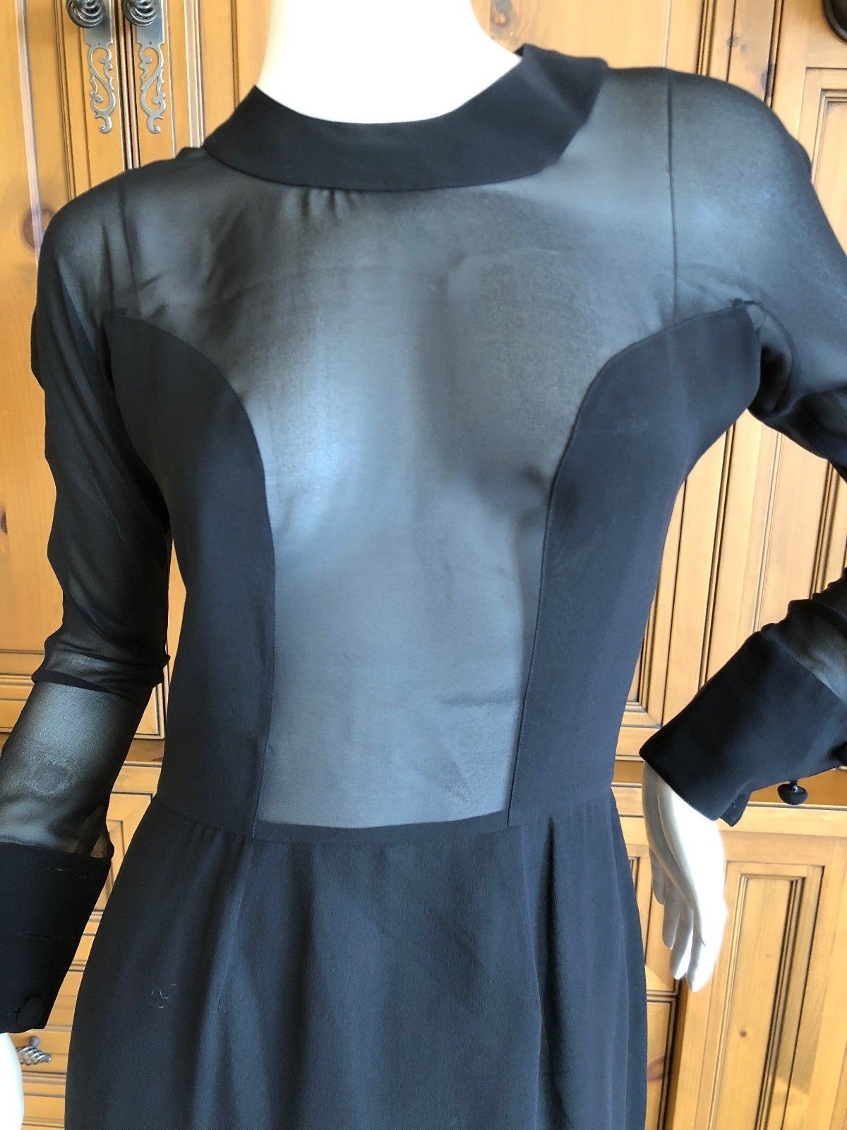TO DIE FOR Christian Lacroix Lux Sheer Black Silk Cocktail Dress with Cape