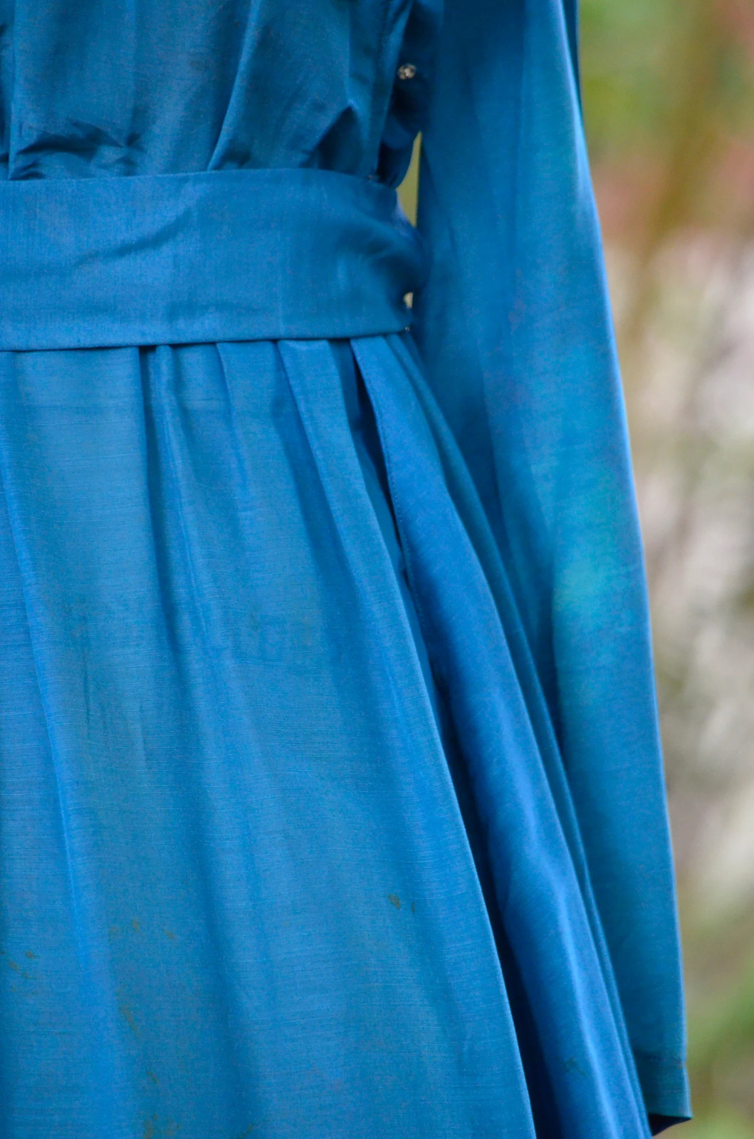 1910s 1900s antique Turquoise Silk Dress – M/L