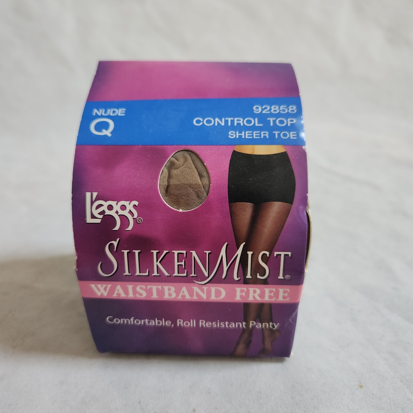 Leggs Nude Pantyhose Silken Mist Size Q Reinforced Toe Waistband Free Nylons