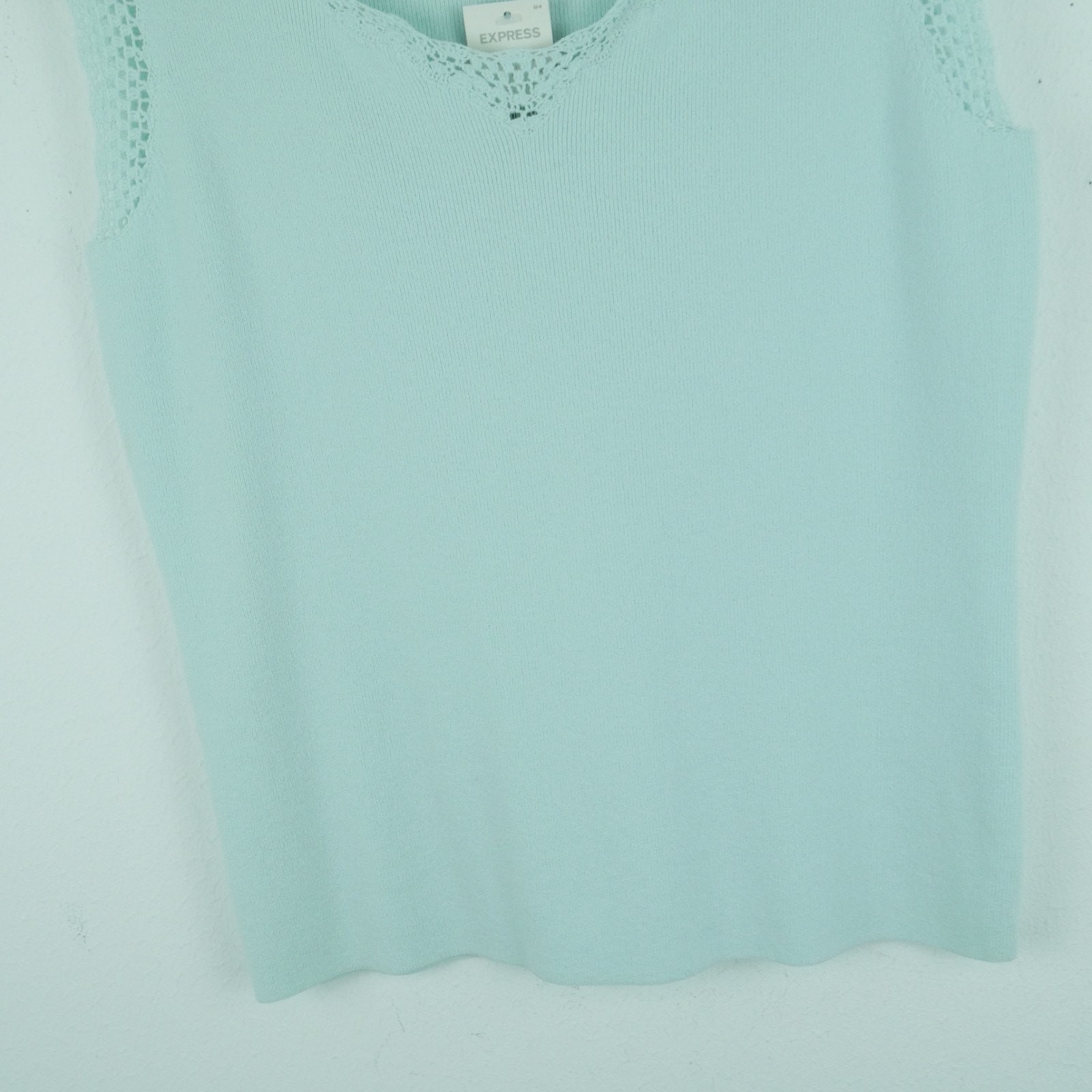 Express Large Tank Top Pastel Blue Knit Coquette 90s Express Dainty Feminine VTG