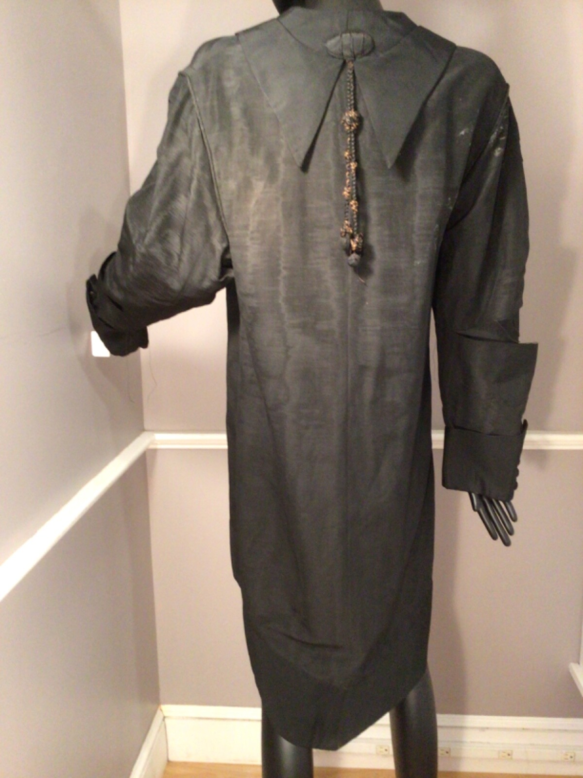 Authentic Vintage CW Era 1860s Black Silk Faille Long Pelisse • AS IS (E-16)