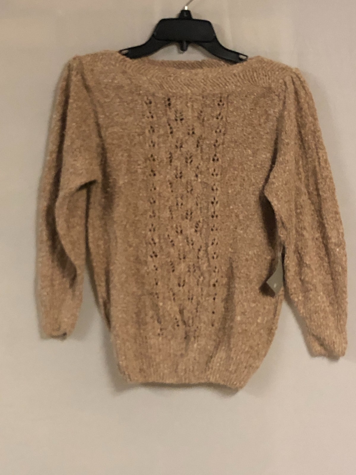 Gloria Vanderbilt Vintage Sweater Beige Pullover Silk Angora Blend Medium NOS