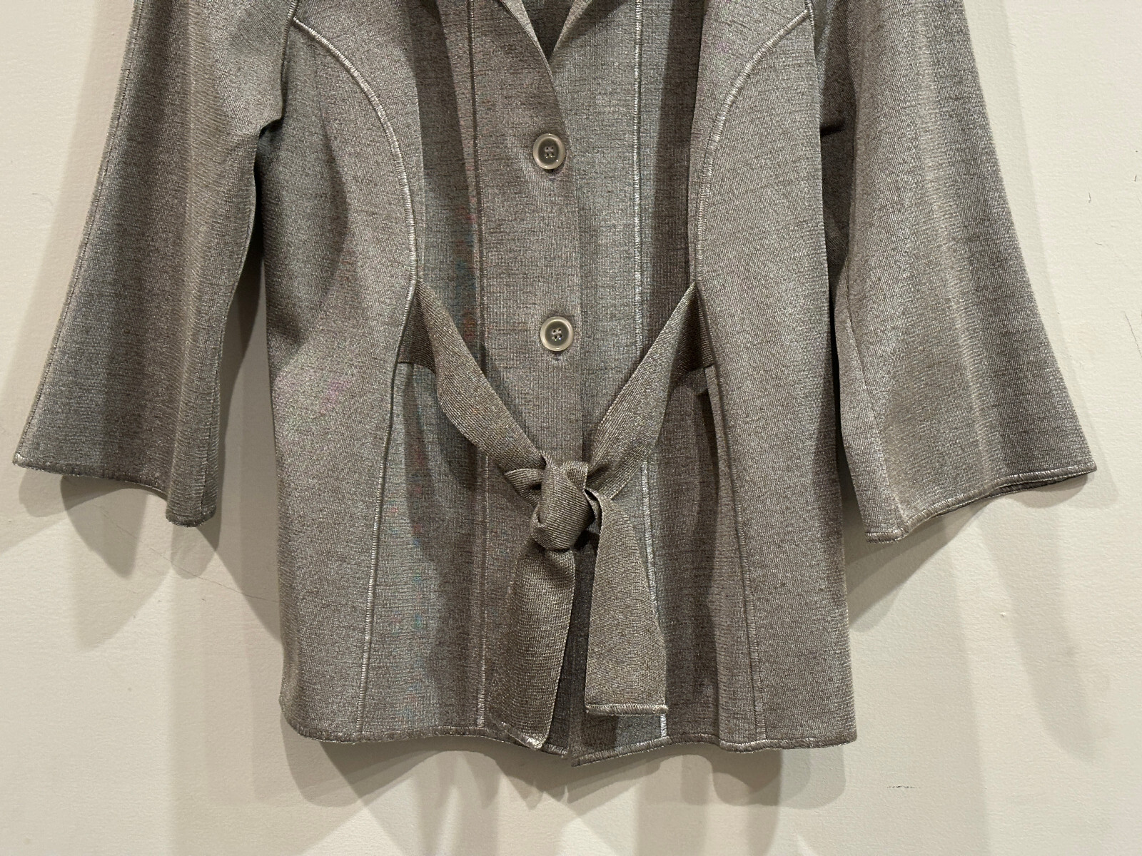 Vintage Stizzoli Silver Gray Polyester & Cotton Jacket Made in Italy – 42