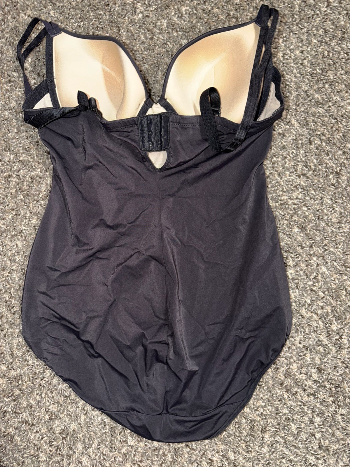 Maidenform Shaping Bodysuit Black Lace Built-In Bra Firm Control Women’s 38B
