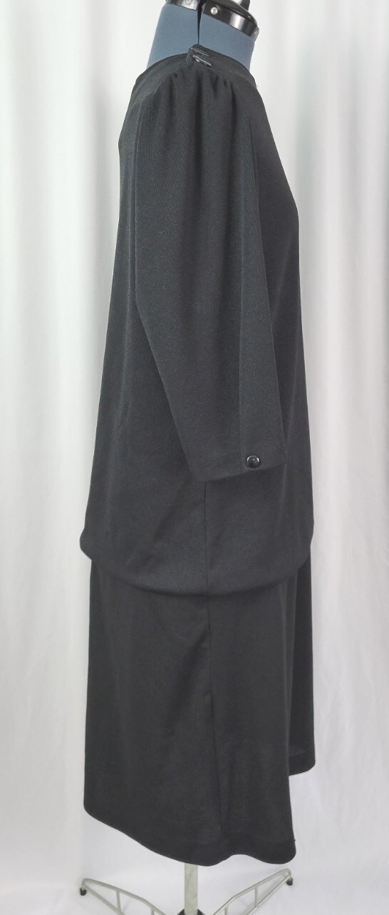 Vintage Risa Ann Black Ribbed Knit Sweater Drop Waist Dress Size L/XL?