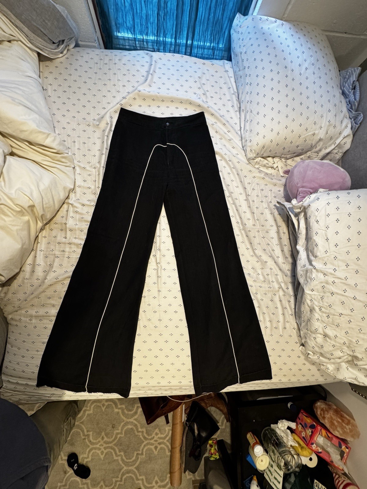 RARE Vintage Roncelli’s Suit. Authentic 70s Black Cotton With White Piping