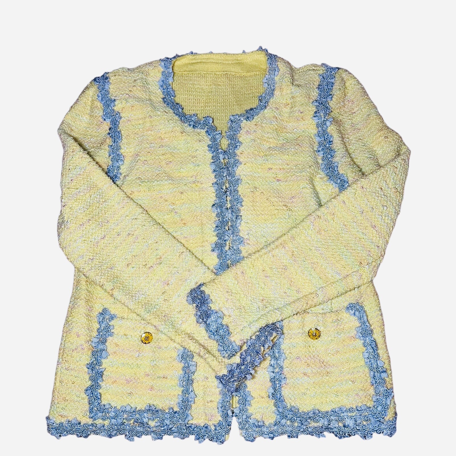 Vintage 1960’s Handmade Blazer Jacket Cardigan Pastel Tweed Jackie O Kennedy S/M