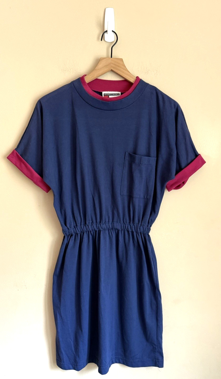 Dress Vintage T-Shirt Womens Size Medium Knit 80s 90s Stretch Mockneck