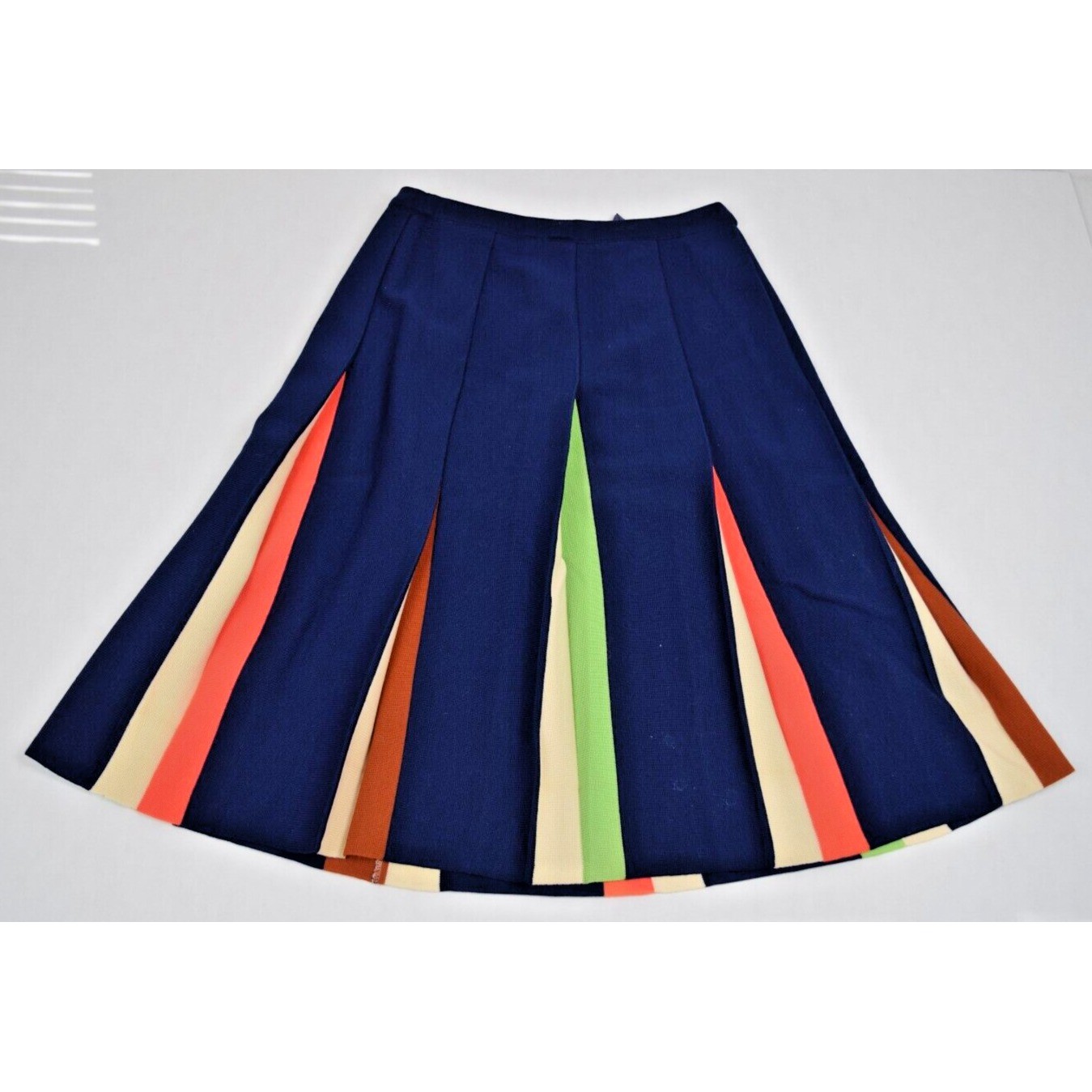 Vintage Skirt Top Set St Andrews Size S/M 60s Blue Multicolor Pleats Thick Wool