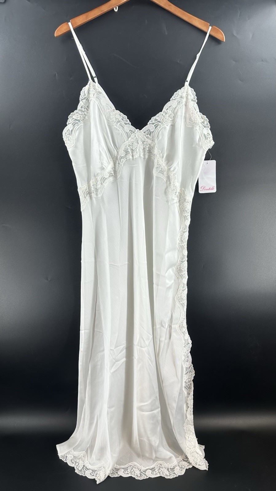 NWT Dentelle Bridal Slip XL Ivory Satin Lace Fairy Nightgown Honeymoon EE40
