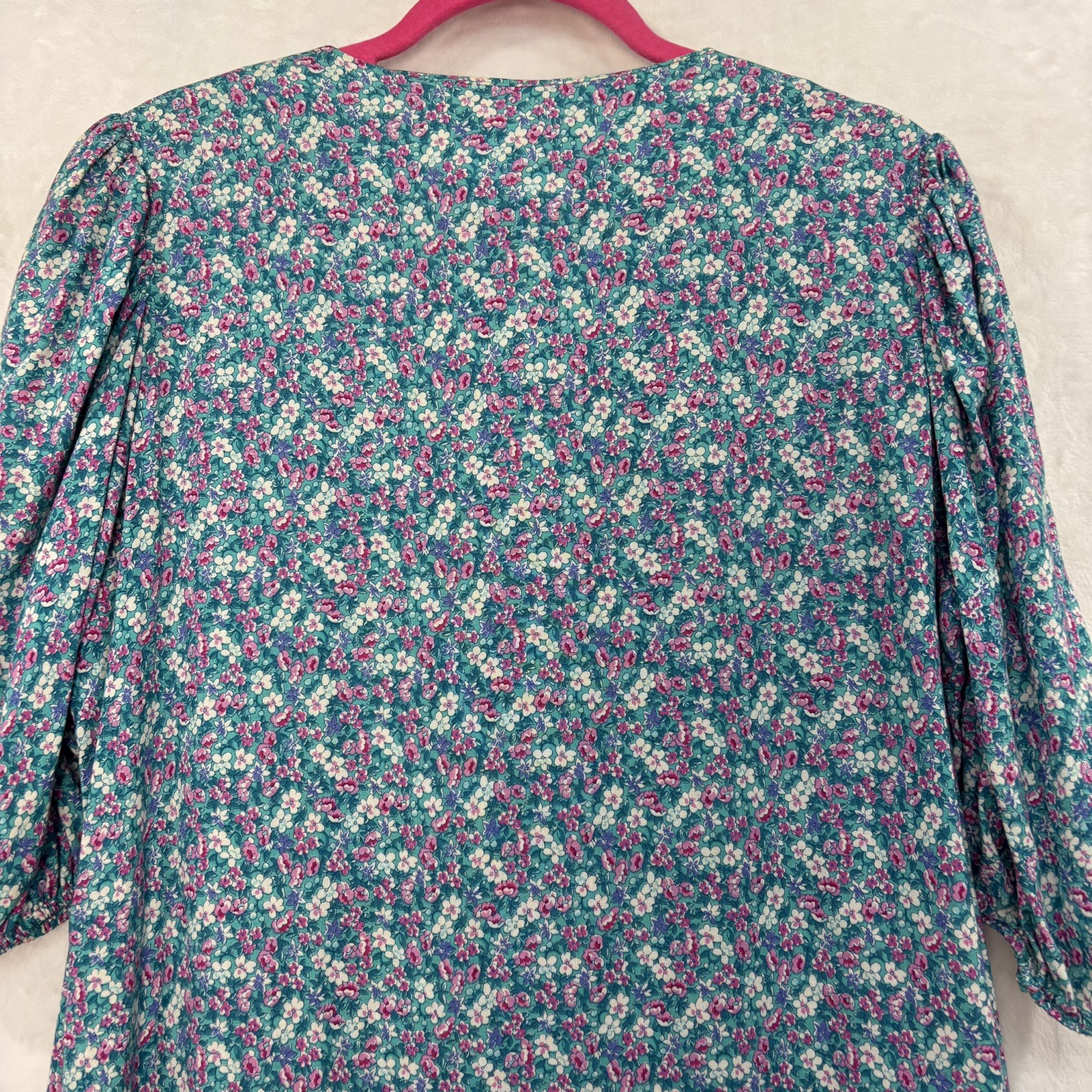 VTG Jane Schaffhausen Belle France Floral Cottage Dress 10 Ruffle Tier Blue 80s