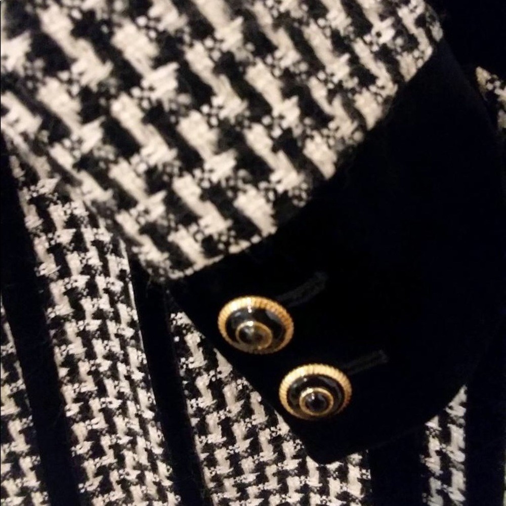 ESCADA by Margaretha Ley Houndstooth Blazer Jacket Tweed Velvet Size 40