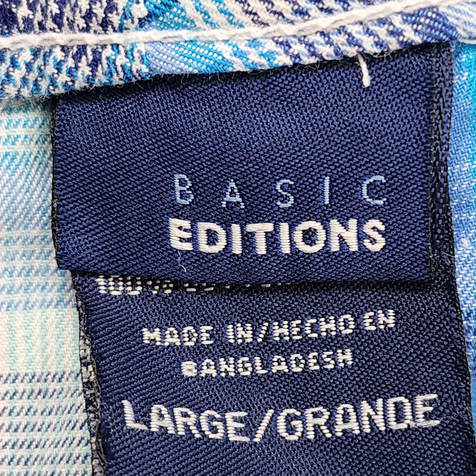 Vintage 90s Basic Editions Shorts Women L Blue Plaid Cotton Cargo Utility Casual