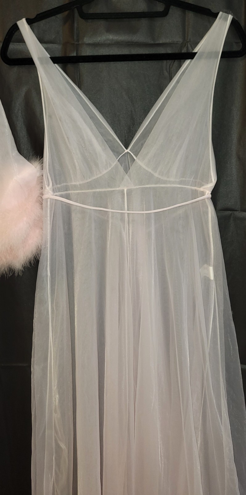 Vtg InTime 2 Layers Sheer Chiffon Lingerie gown Peignoir Robe S Pink Movie Star