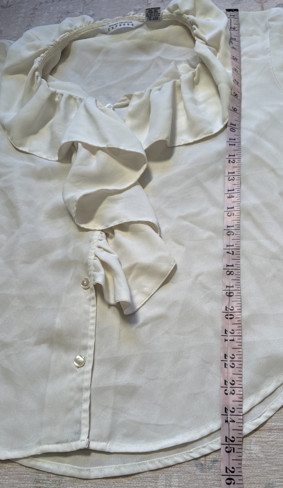 Vtg 90s Express Ivory Ruffle Romantic Poet Blouse Coquette Cottage Renaissance M