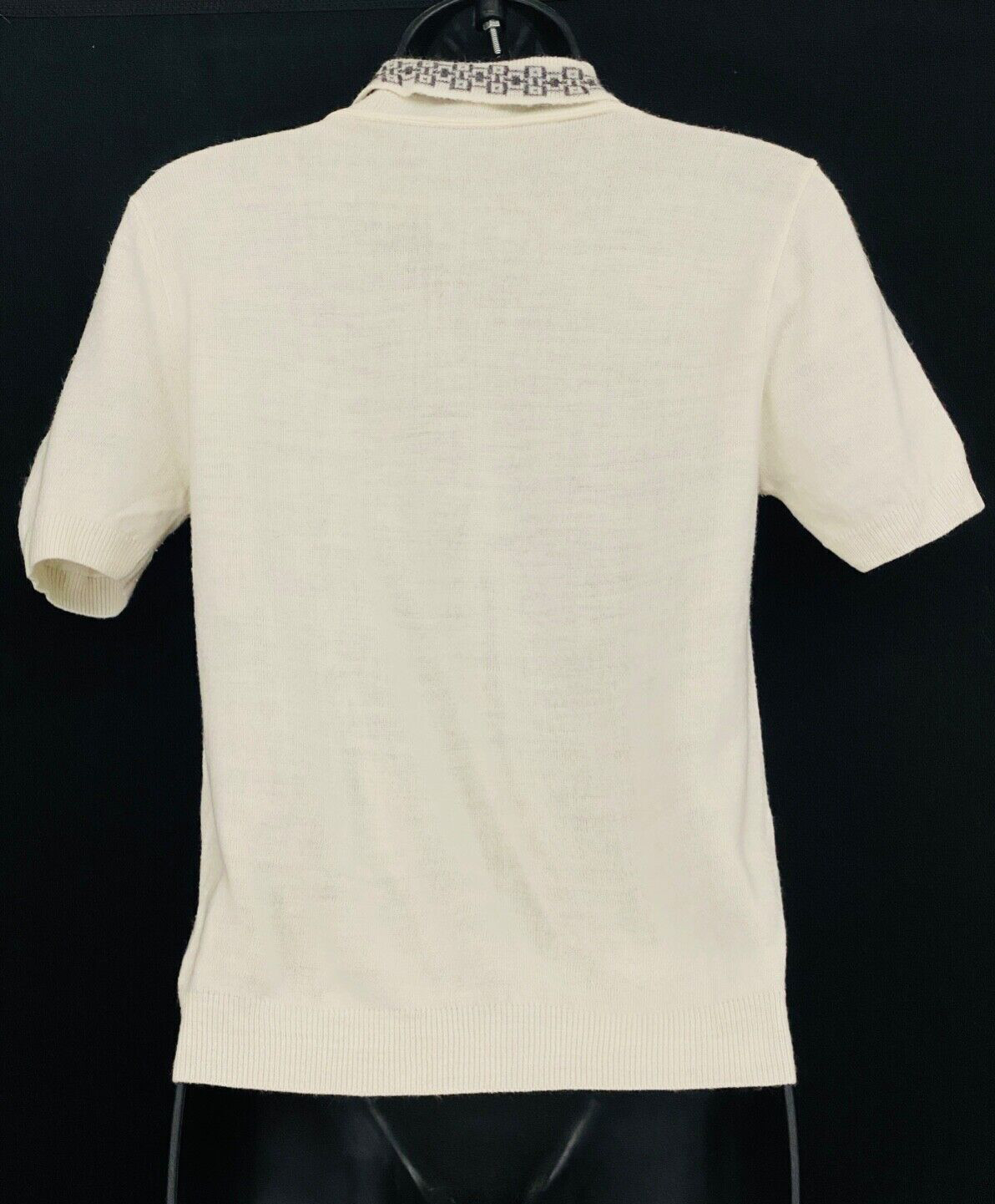 Vintage 1960s white short sleeve sweater, angora knit pullover top shirt S 1970s