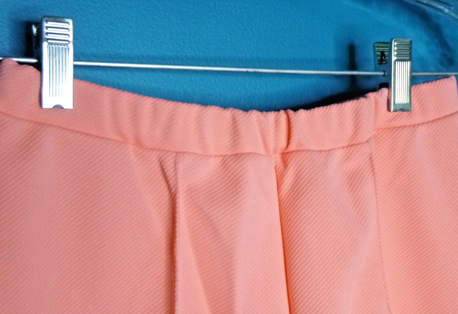 NOS Vtg 60s 70s Woolco Double Knit Polyester Stretch Shorts Peach Color Sz M/L