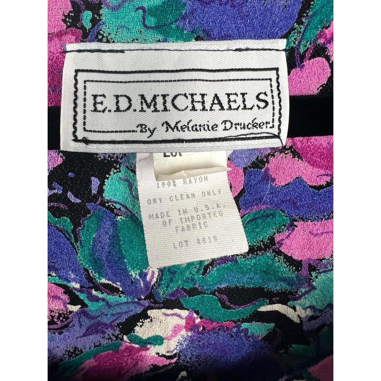 Vintage Floral Culotte Romper Dress Purple Black Secretary Style Medium/12