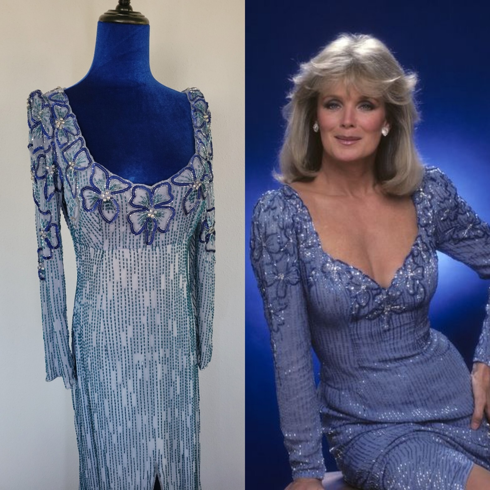 Linda Evans Gown Dynasty Style Beaded Dress Celebrity Wardrobe