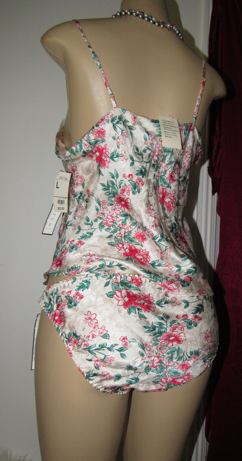 NWT Sissy Vtg SILKSCREEN Silk Lace Chemise Nighty bikini brief panties top Sz L
