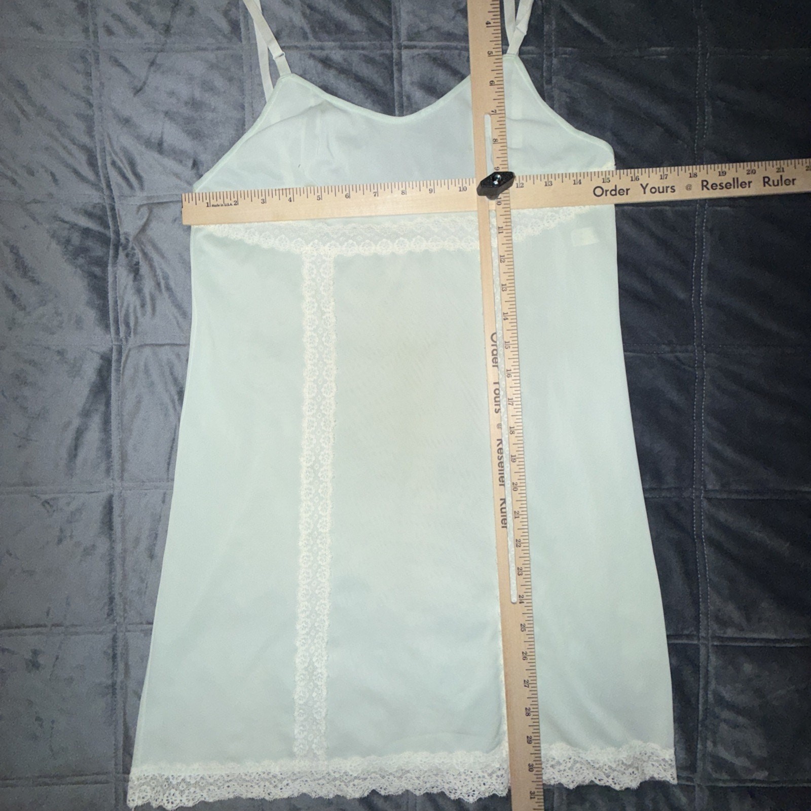 Vintage 1950s Warner’s Nylon Slip Set Ivory & Blue Lace Trims Trousseau Lot of 2