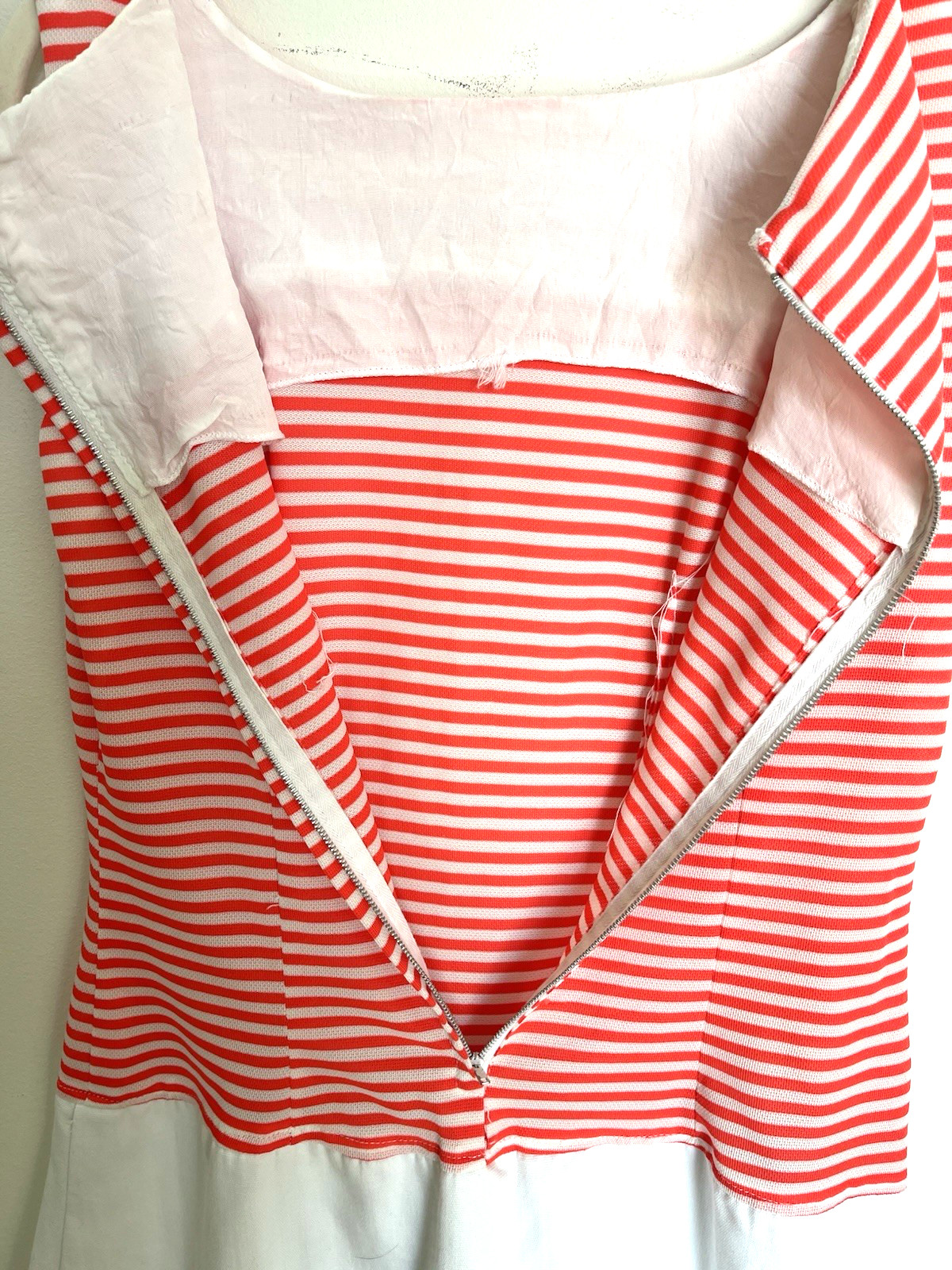 Vintage 1960s 70s Shift Dress Skort Orange White Stripe Shorts Handmade? READ