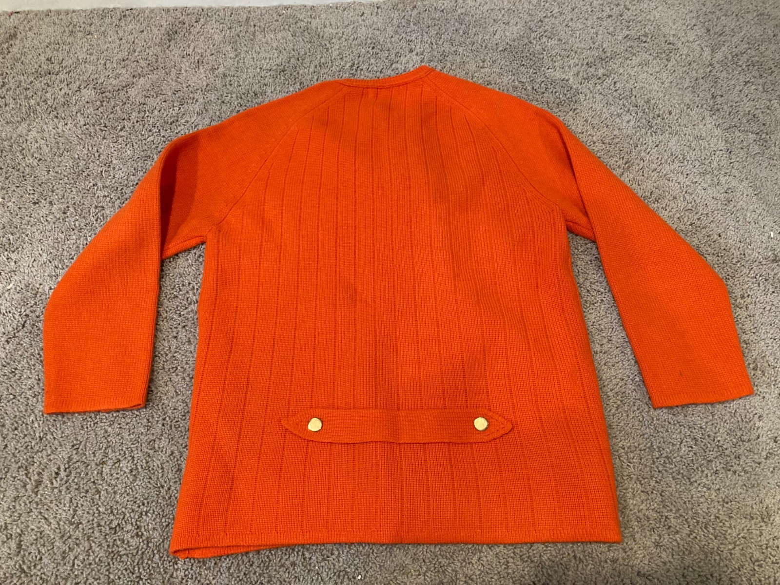 Orange Cardigan Fully Fashioned Hong Kong Mod Acrylic XL Sweater