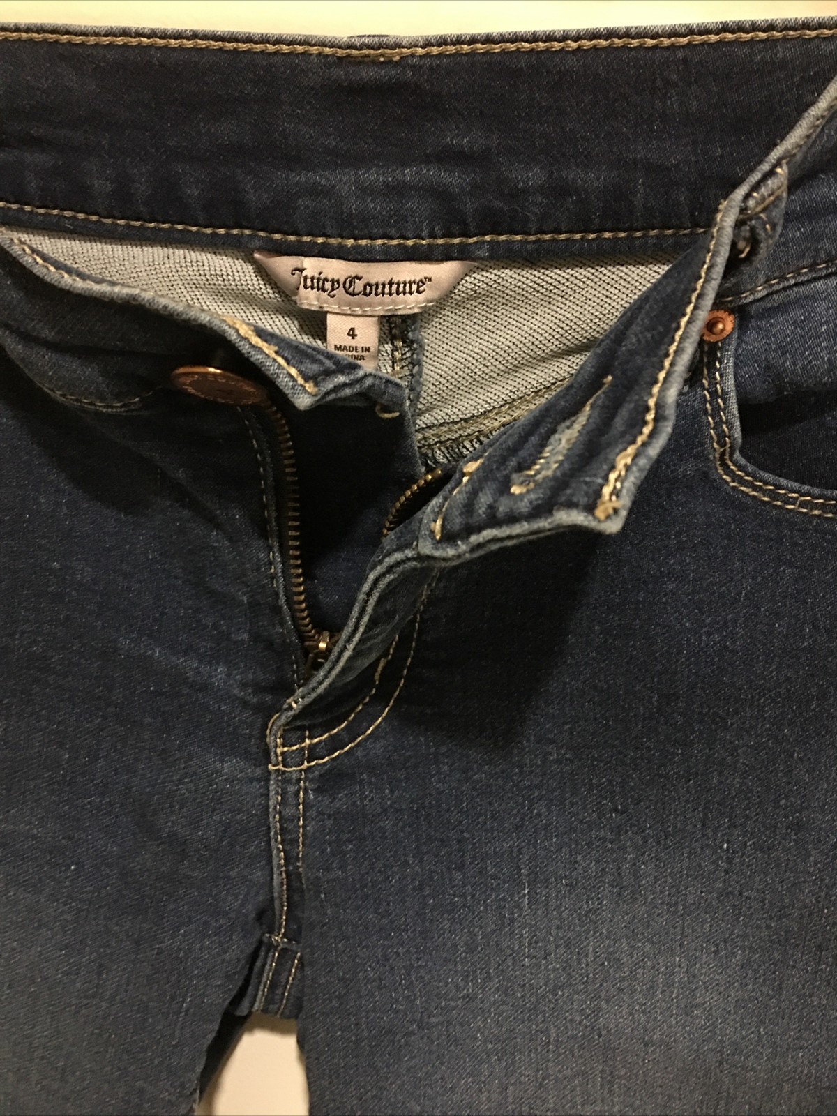Juicy Couture Blue Denim Stretchy Cuffed Shorts Size 4 Hipster Glam Summer