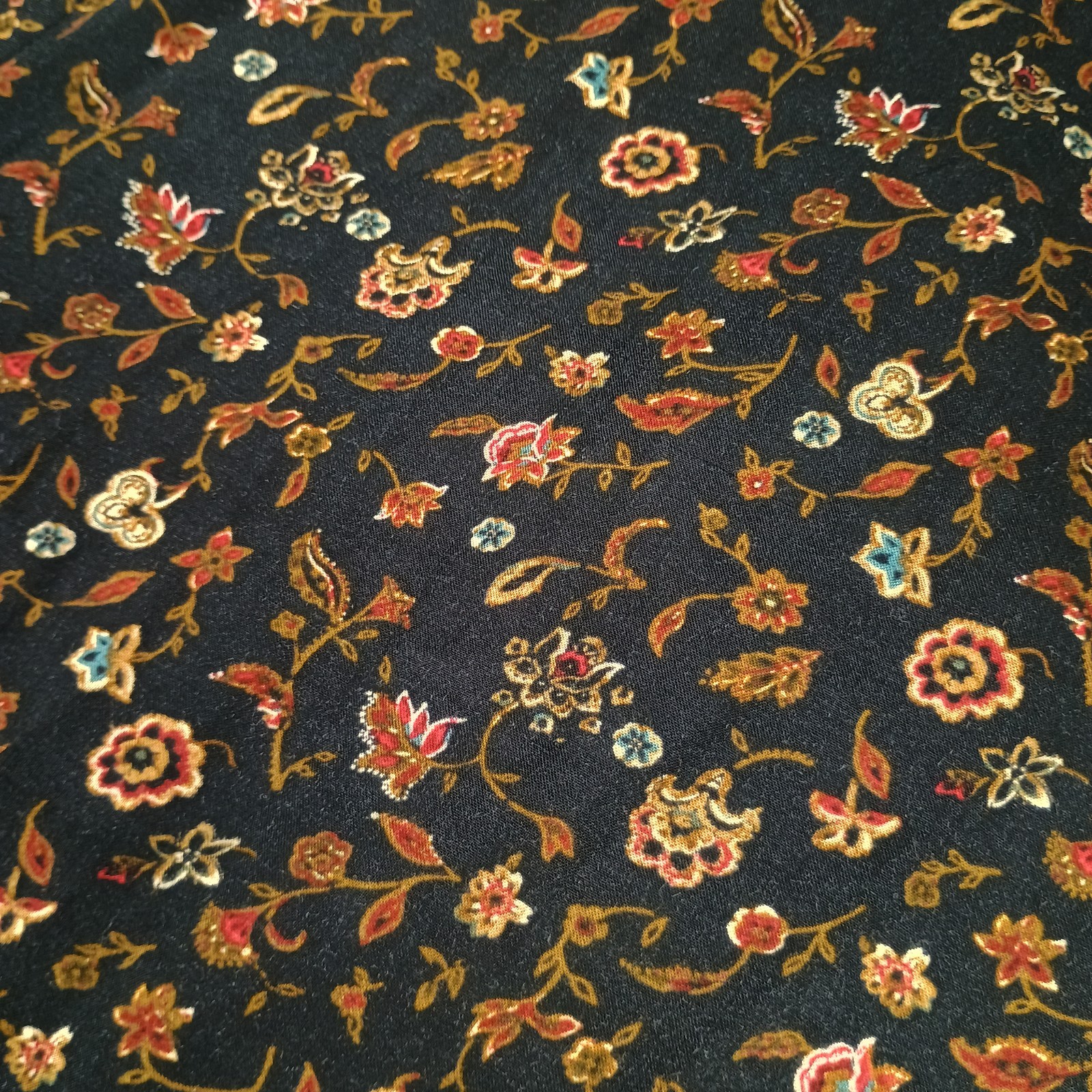 Vtg 90s Koret Patchwork Button Up Shirt Large Rayon Paisley Floral Shoulder Pads