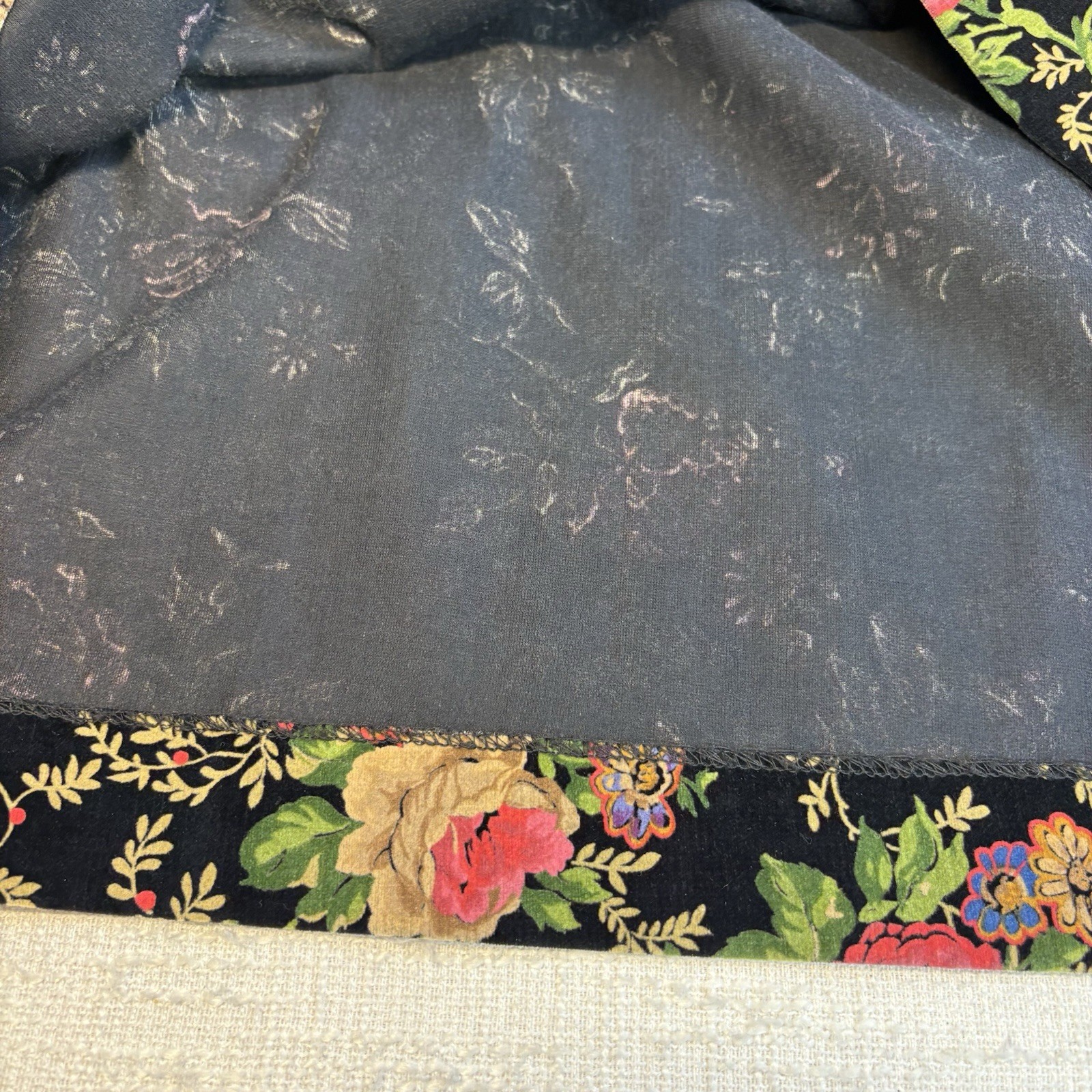 Vintage Herman Geist Hand Embroidered Cardigan & Velveteen Floral Skirt Set M