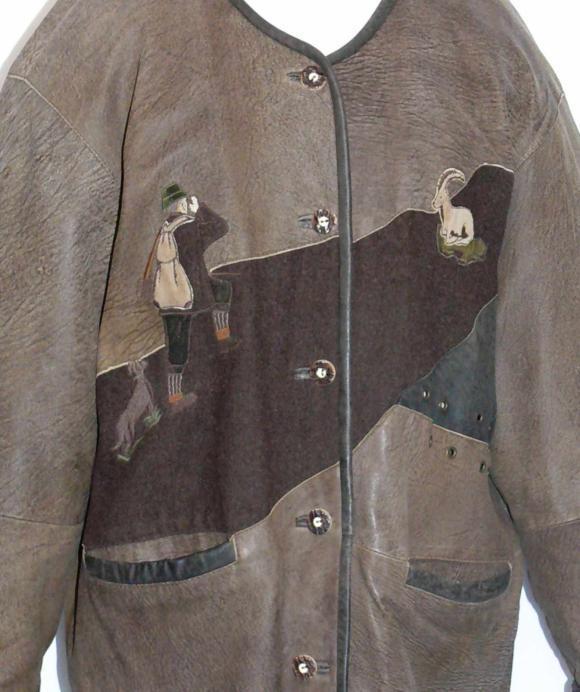 LEATHER JACKET Women Coat BROWN German Hunting Western Sport 44 16 L B46&Prime;