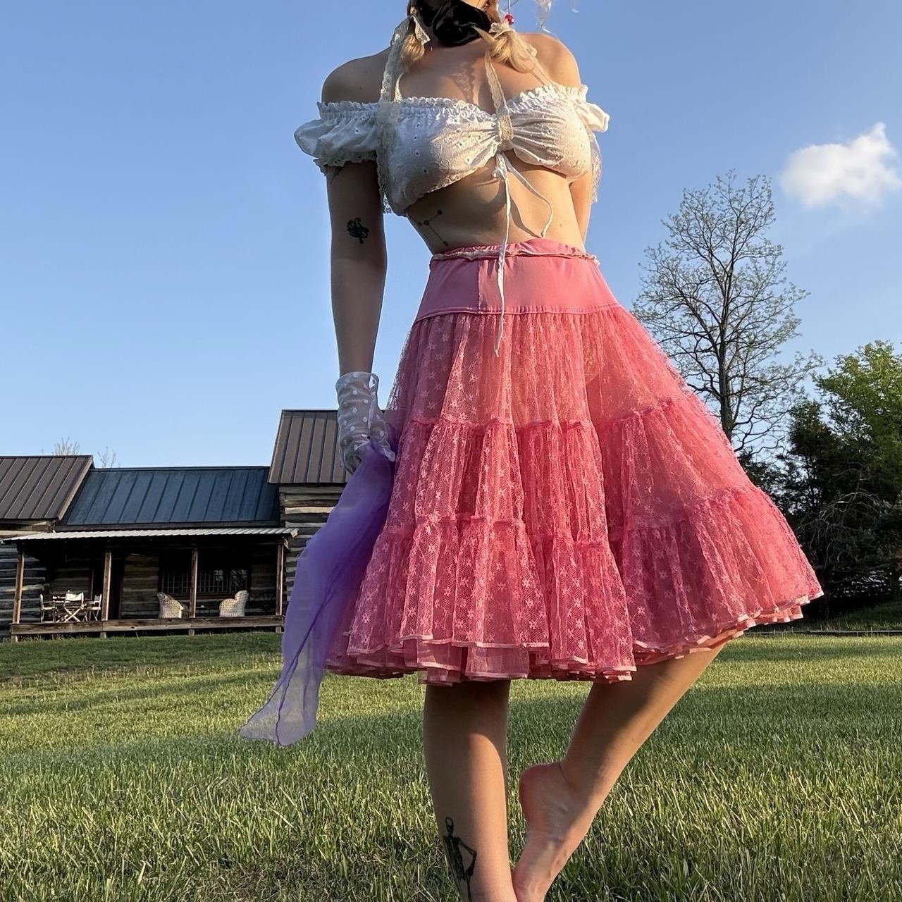 60&rsquo;s Pink Lace Crinoline Petticoat