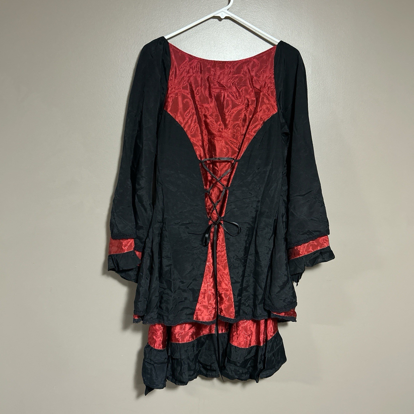 Vintage Funhouse NYC Whimsy Goth/ Vampy Dress Size M Crochet Details & Lace Back