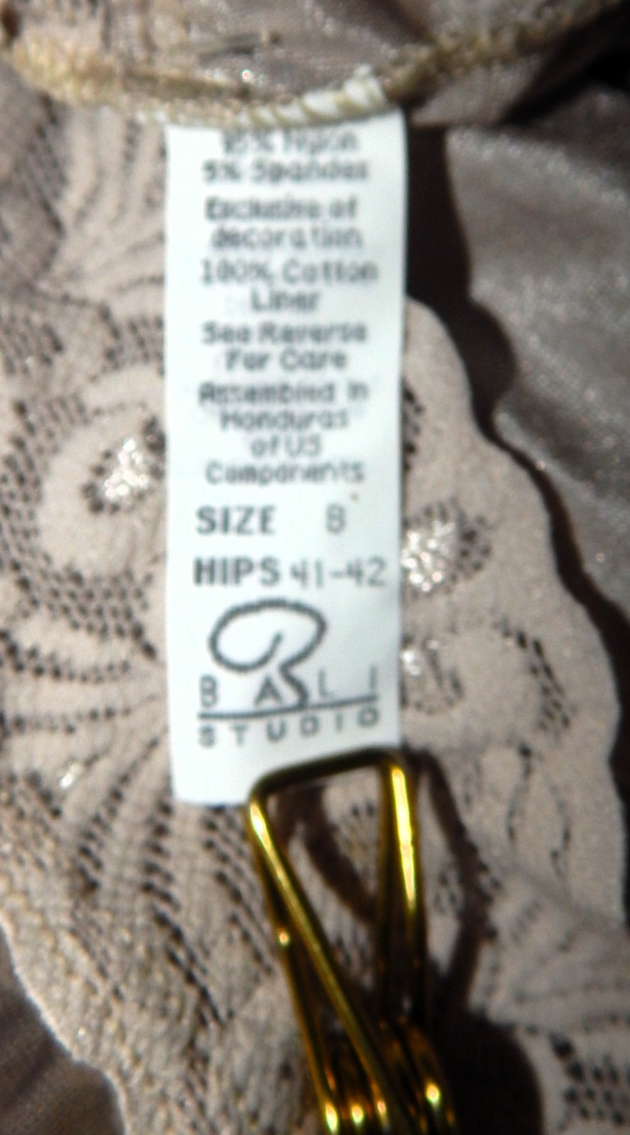 NOS Vintage Bali Studio Second Skin Lace Hi-Cut/Hi-Leg Satin Panties Taupe Sz 8