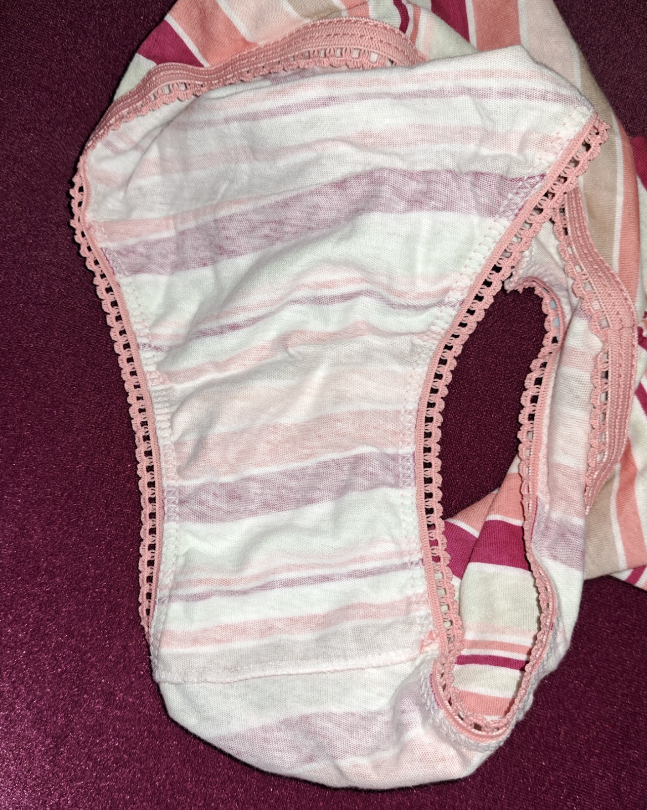 NWT Vtg Y2K Simply Basic High Cut Brief Panty Size 5 Taupe Stripe 100% Cotton