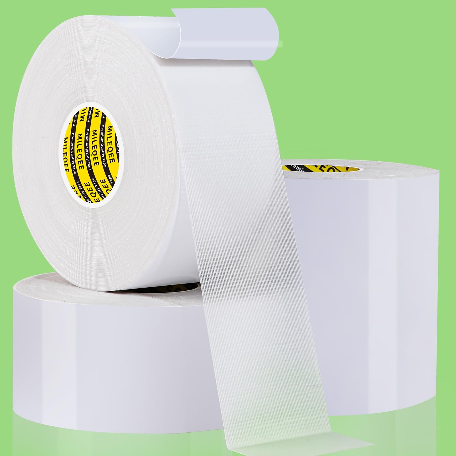 MILEQEE 4Pack Double Sided Tape Heavy Duty 2in x 66FT Universal High Tack Strong