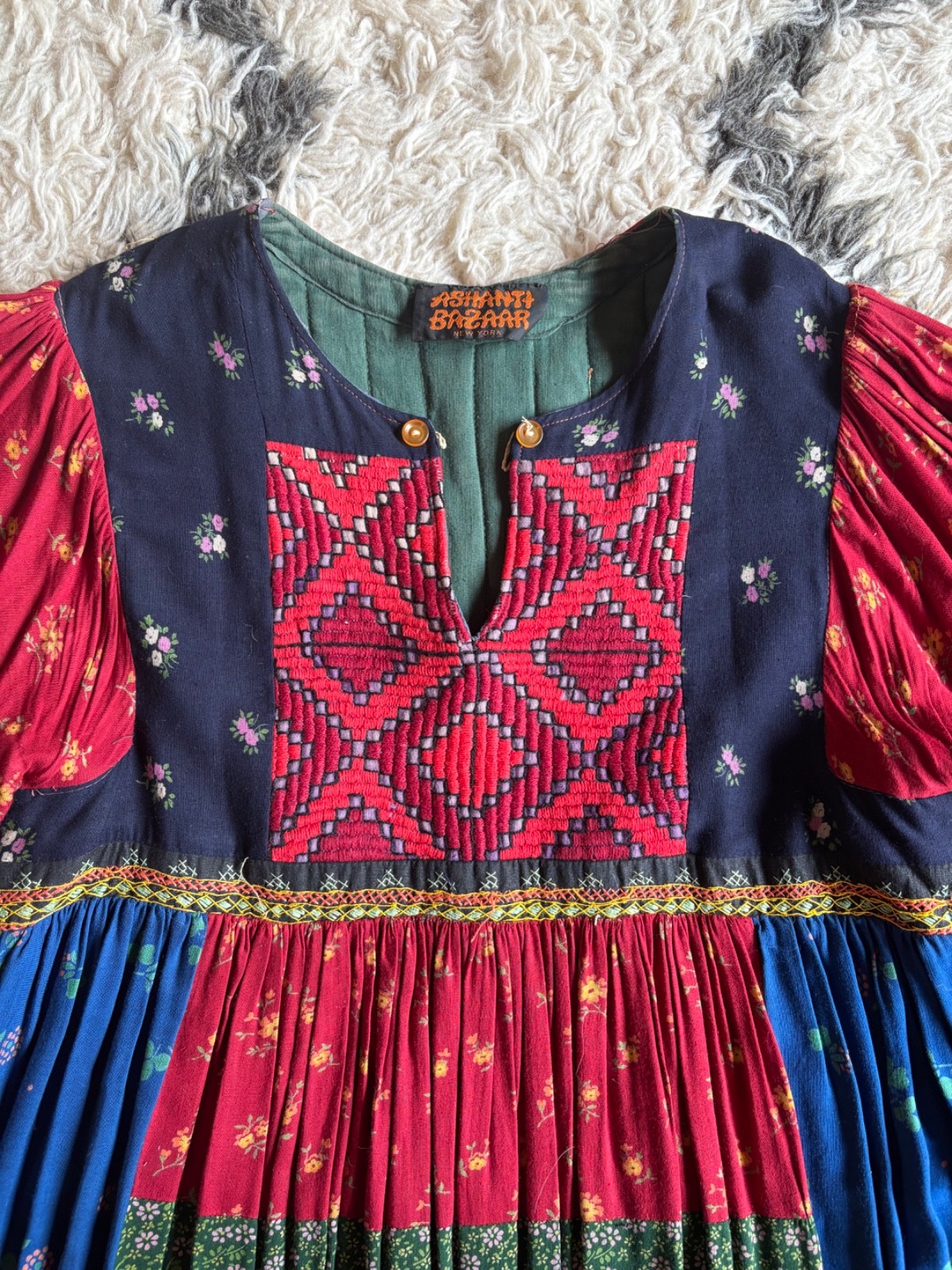 Vintage 1970s Afghani Patchwork Dress, Ashanti Bazaar