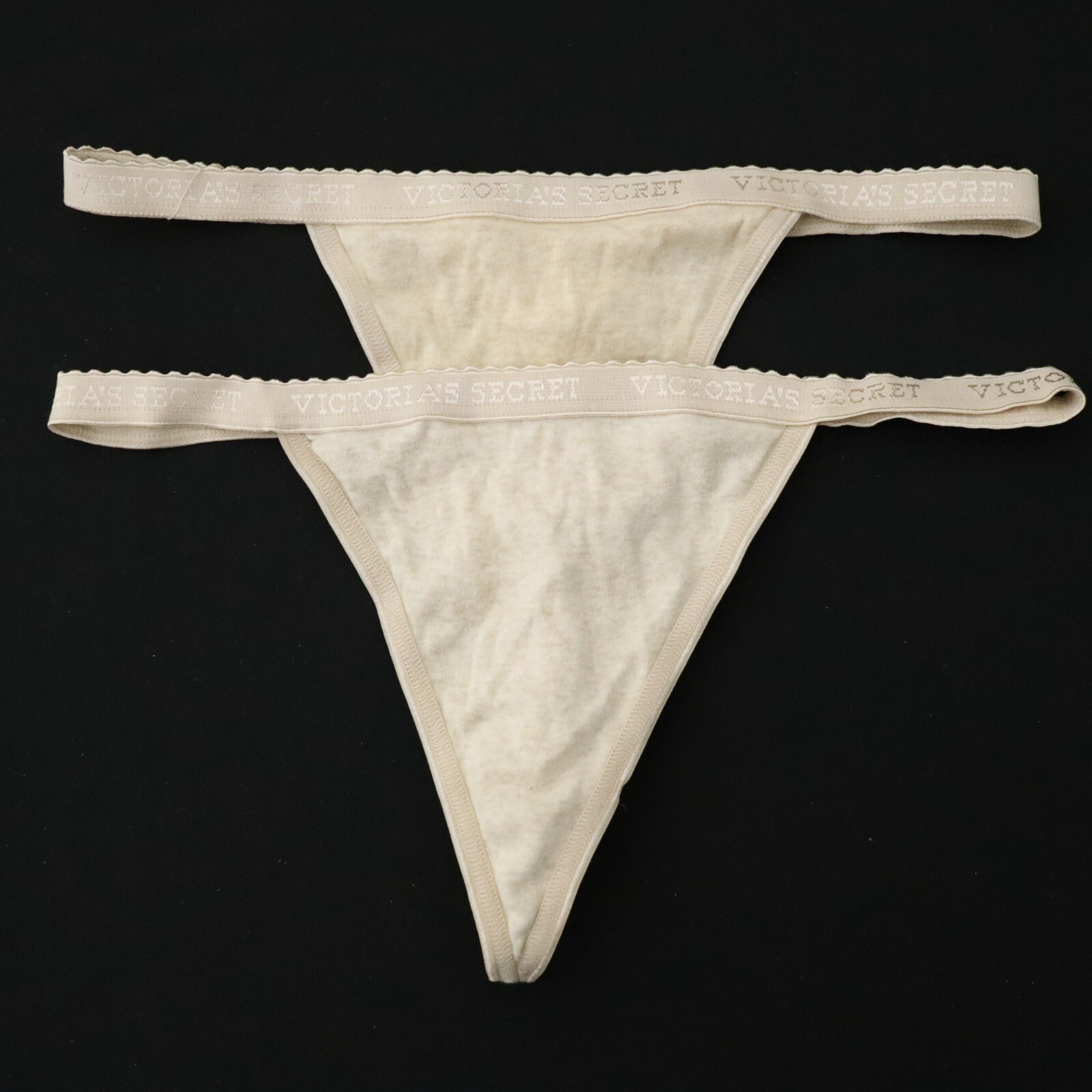 2 Victoria&rsquo;s Secret VTG Y2K Signature Cotton V-String Thong Panties Lot MEDIUM