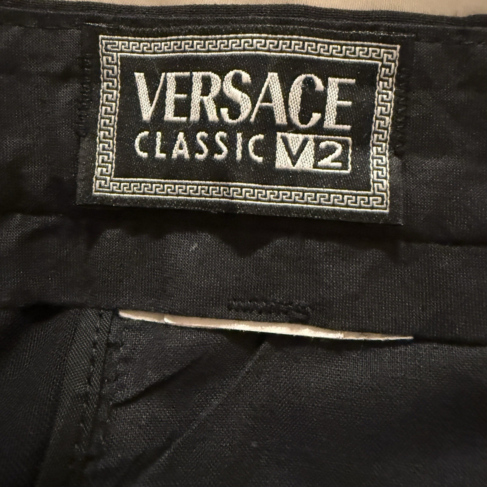 Vtg Versace Womens Pants Large Classic V2 Striped Black Wool Read for Sizing