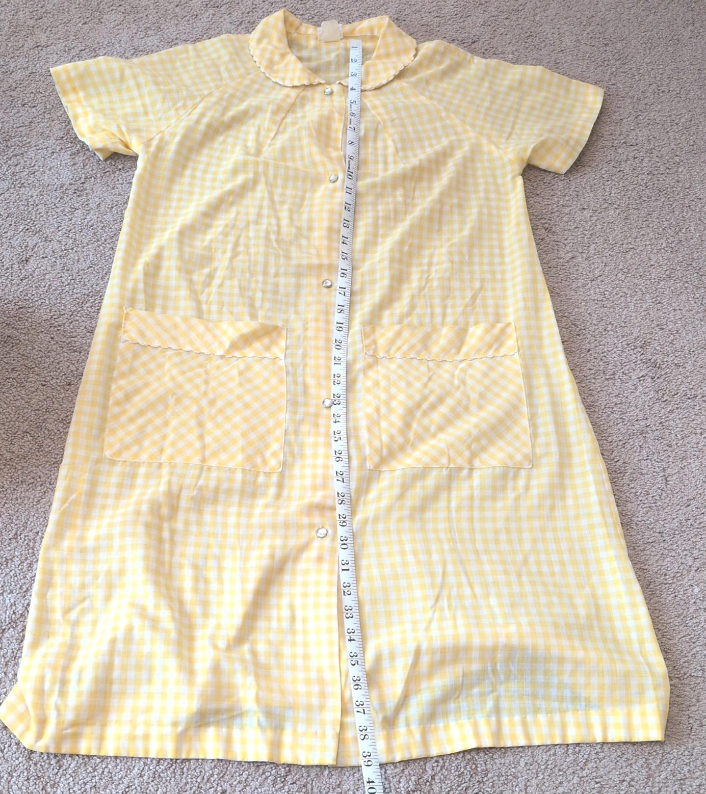 Vintage Yellow Checked Housecoat/Robe 1950/1960