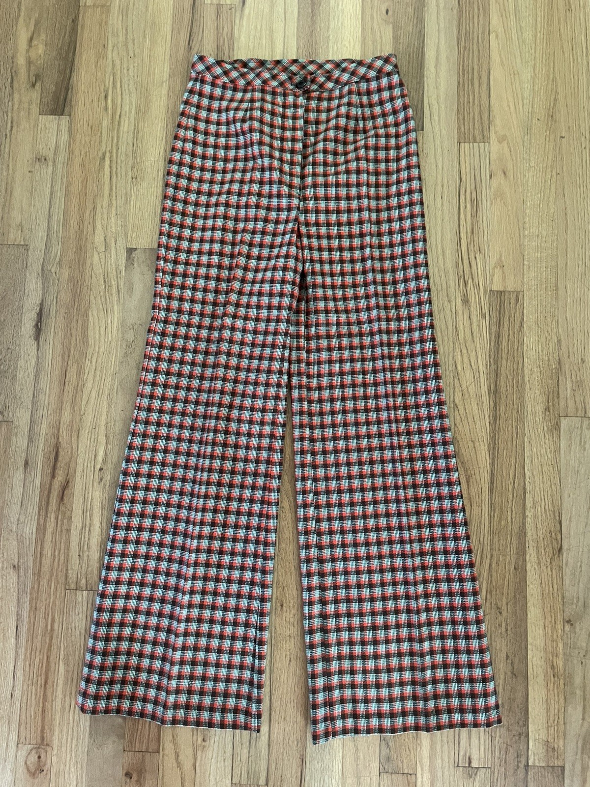 NWOT – Women’s Vintage 70’s High Waisted Orange Plaid Wide Leg Pants – Size 13