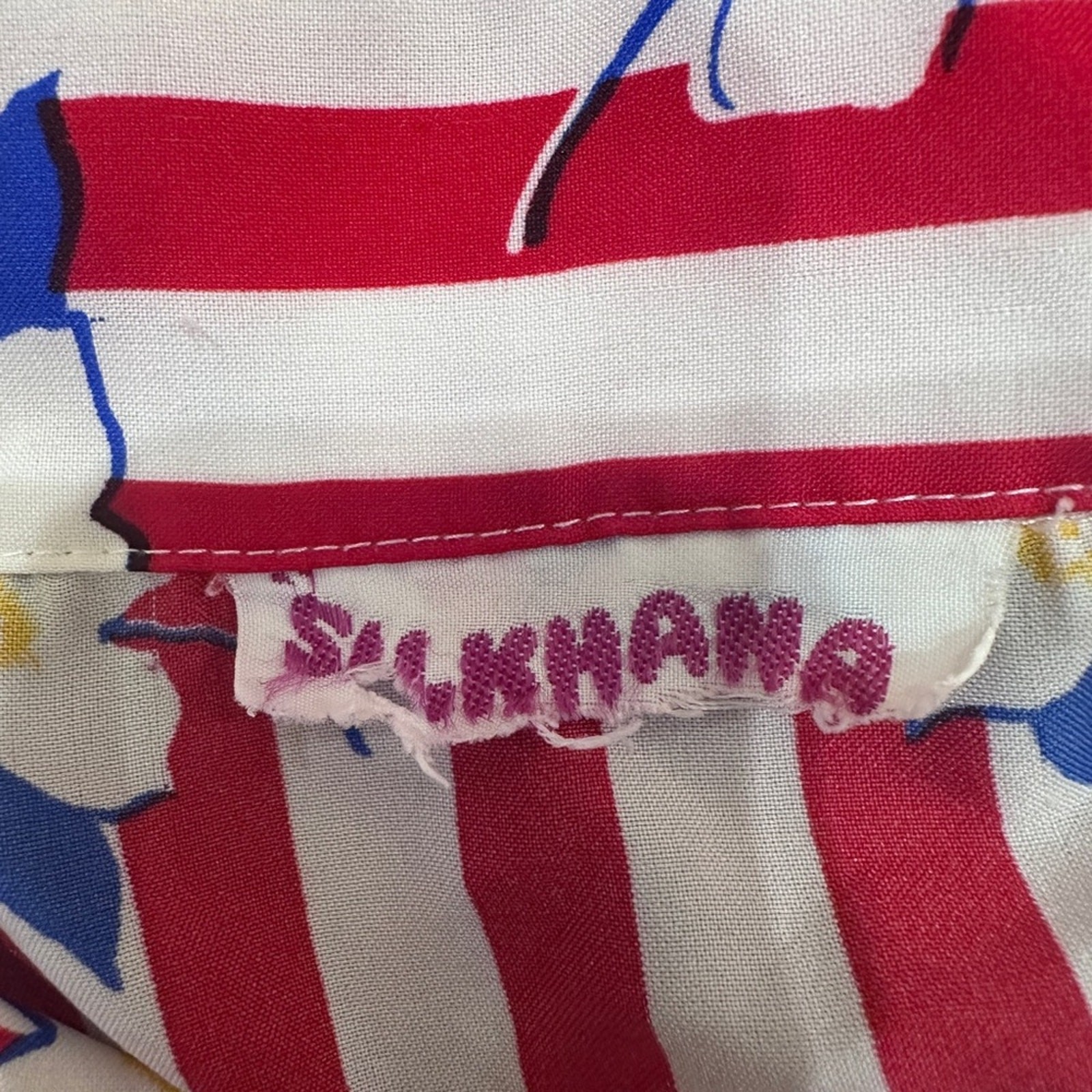 Vintage Silkhana Red White Striped Floral Button-Up Shirt | 80s 90s Blouse M