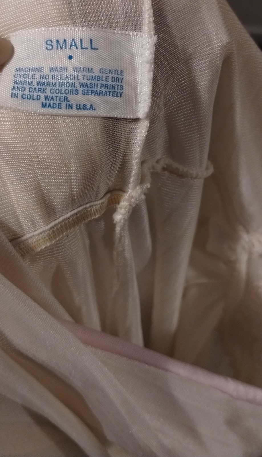Vintage Lorraine Nylon Nightgown Small USA-STRIPED PINK BEIGE-loose bottom hem