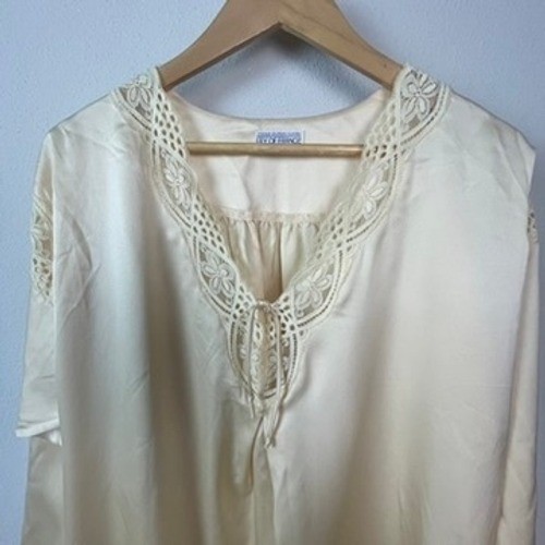 Lily of France Vintage Nightgown Womens M Yellow Satin Lace Grandmacore