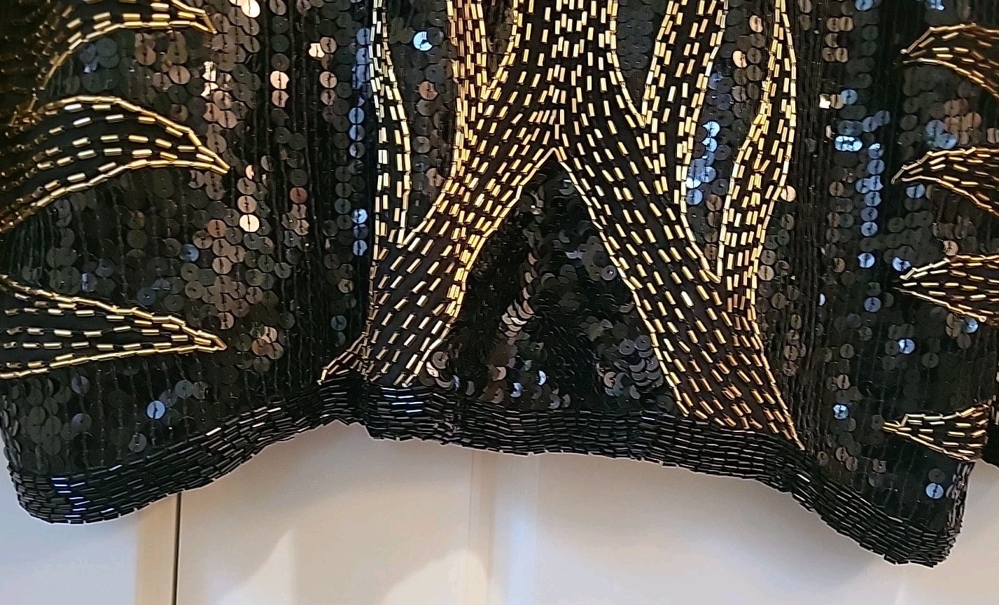 NWT silk VTG Creative Creations Beaded Sequin Deco Glamour Shirt Jacket Gold