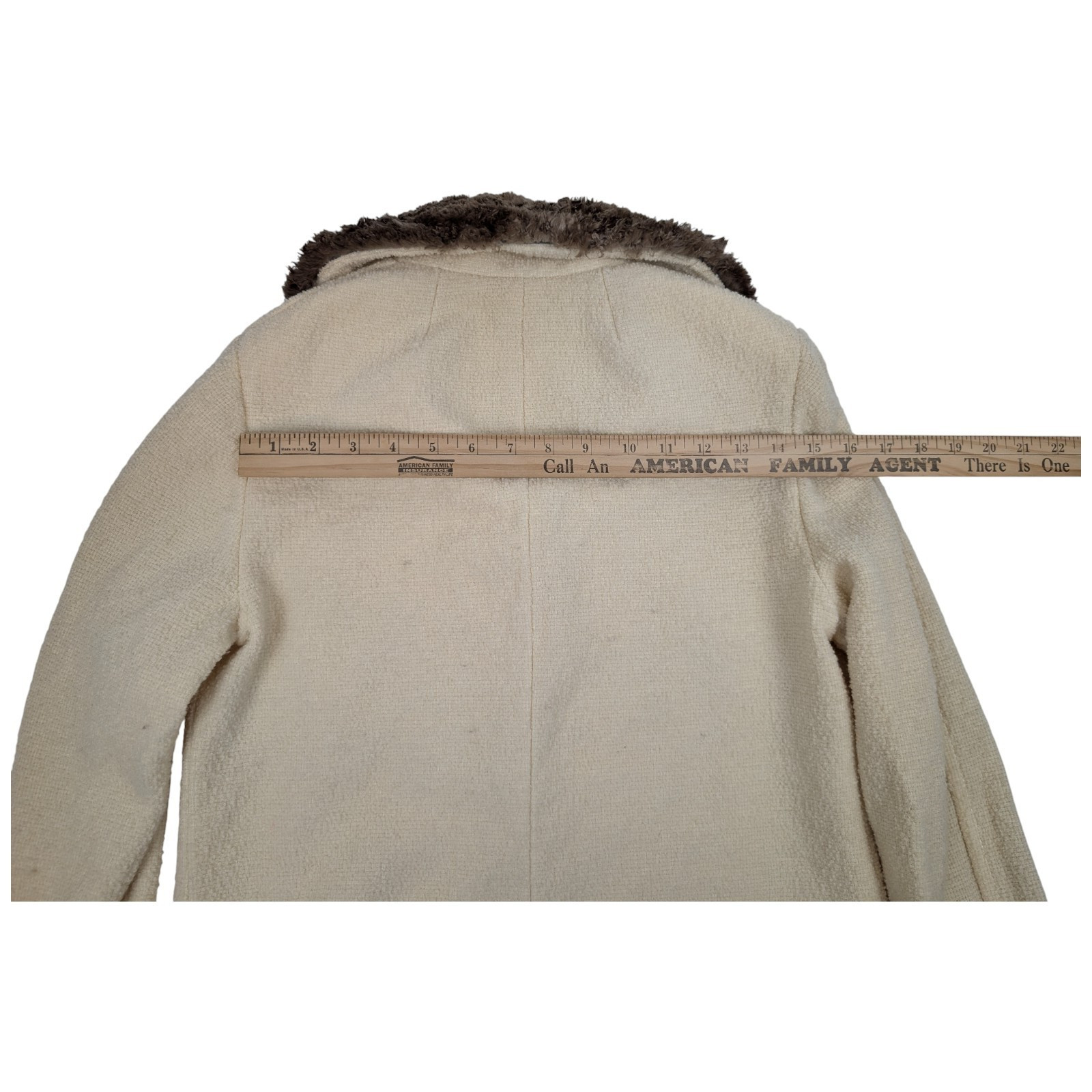 Vintage Tricosa Paris France 1970s Wool Dress & Jacket Cream w/ Faux Fur *READ