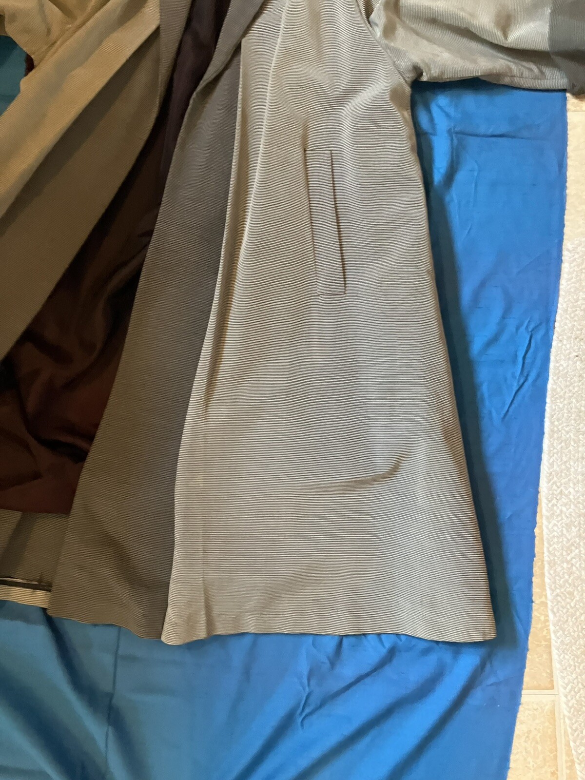 Beautiful 1950s Vtg Gray Faille Ribbed Open Swing Coat Needs TLC B46-48 Sm Med