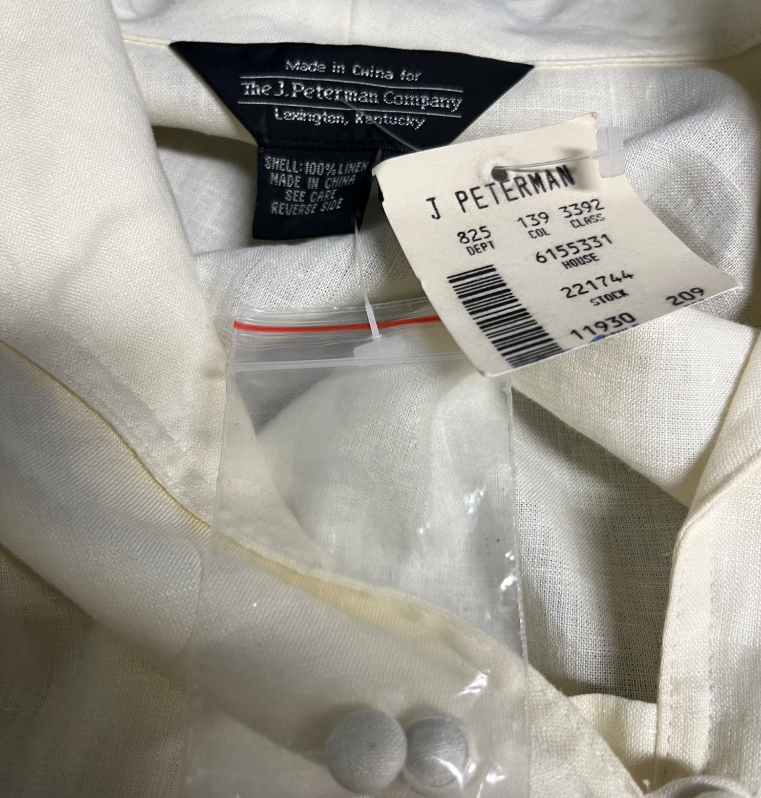 NWT OLD STOCK Vintage J Peterman Linen Blouse Size 10 Bust 36-37