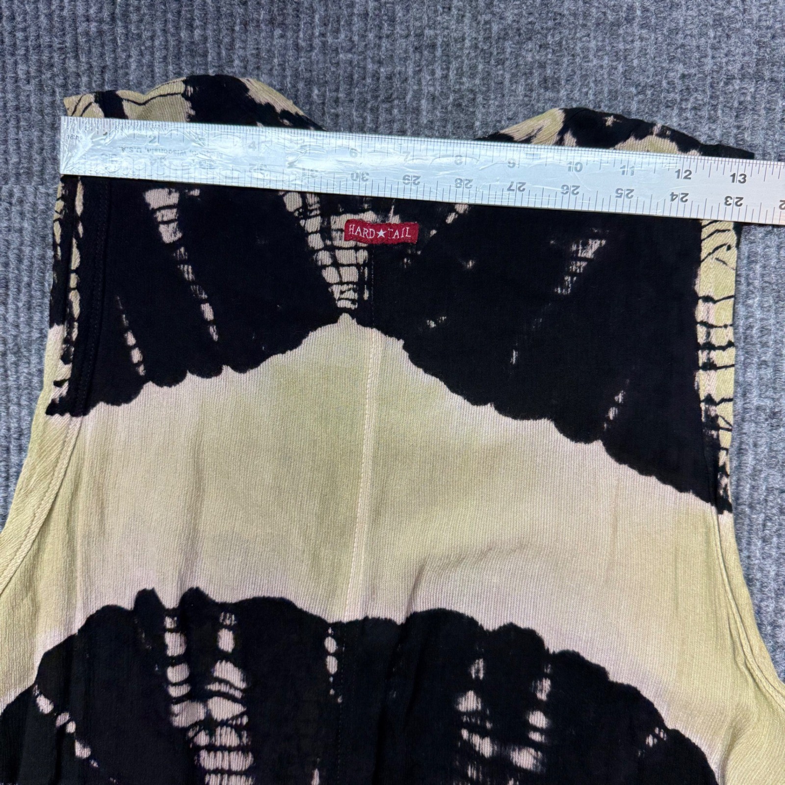 Boho Tie Dye Tank Dress Olive Black L Sleeveless V Neck Hard Tail Forever